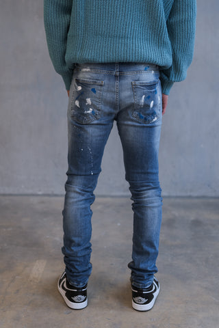 Blue Paint Detail Jeans