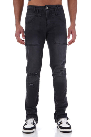 Black Pocket Detail Jeans