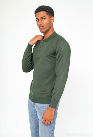 Green Button Polo Sweater