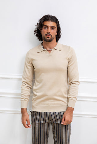 Beige Polo Sweater