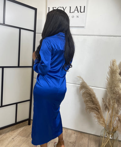 AT MY BEST SATIN DRESS | ROYAL BLUE