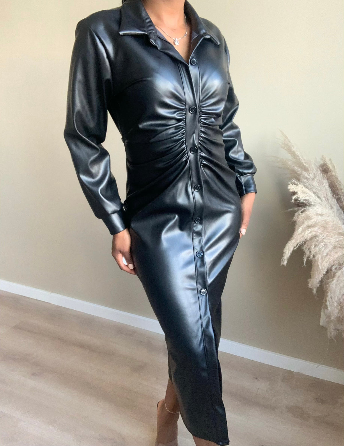 At My Best Leather Dress | Zwart