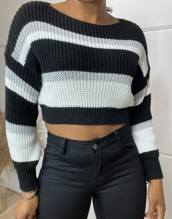 Stripe sweater crop top