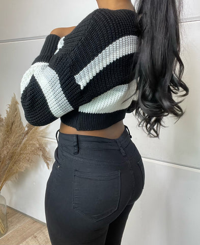 Stripe sweater crop top