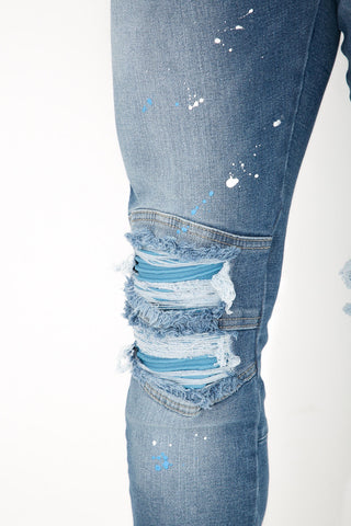 Blue Details Ripped Jeans